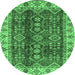 Round Abstract Emerald Green Modern Rug, abs3155emgrn