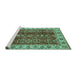 Sideview of Machine Washable Abstract Turquoise Modern Area Rugs, wshabs3155turq