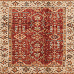 Square Abstract Red Modern Rug, abs3155