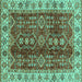 Square Machine Washable Abstract Turquoise Modern Area Rugs, wshabs3155turq