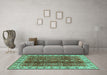 Machine Washable Abstract Turquoise Modern Area Rugs in a Living Room,, wshabs3155turq