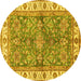 Round Oriental Yellow Traditional Rug, abs3156yw