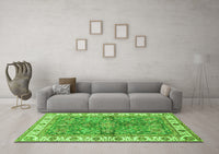 Machine Washable Oriental Green Traditional Rug, wshabs3156grn