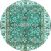 Round Oriental Light Blue Traditional Rug, abs3156lblu