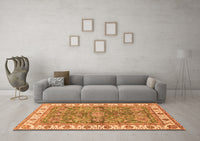 Machine Washable Oriental Orange Traditional Rug, wshabs3156org