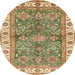 Round Abstract Light Brown Oriental Rug, abs3156