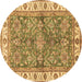 Round Oriental Brown Traditional Rug, abs3156brn