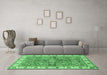 Machine Washable Oriental Emerald Green Traditional Area Rugs in a Living Room,, wshabs3156emgrn