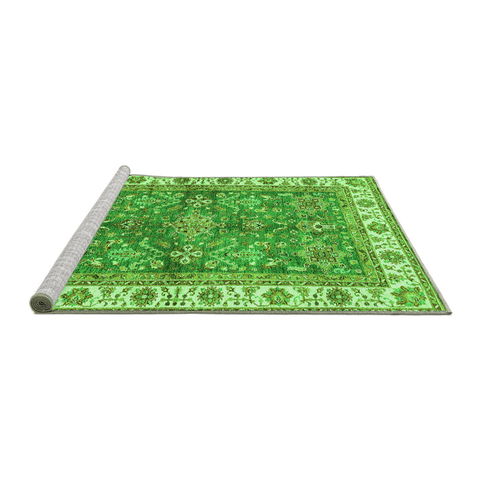 Sideview of Machine Washable Oriental Green Traditional Area Rugs, wshabs3156grn