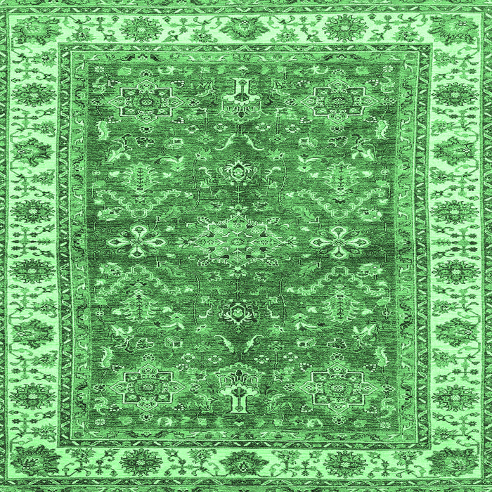 Square Oriental Emerald Green Traditional Rug, abs3156emgrn