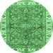 Round Oriental Emerald Green Traditional Rug, abs3156emgrn