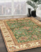 Abstract Light Brown Oriental Rug in Family Room, abs3156