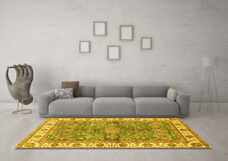 Machine Washable Oriental Yellow Traditional Rug in a Living Room, wshabs3156yw