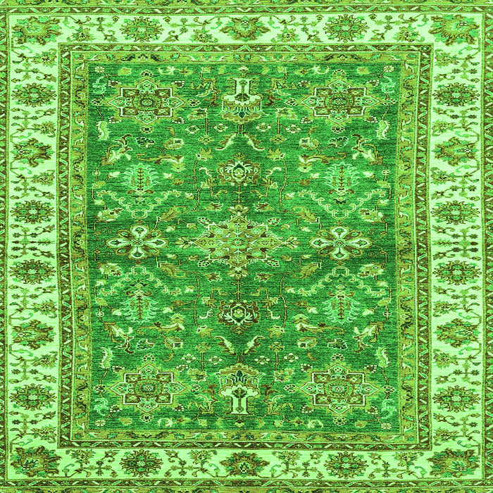 Square Oriental Green Traditional Rug, abs3156grn