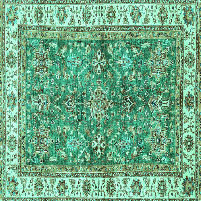 Square Machine Washable Oriental Turquoise Traditional Area Rugs, wshabs3156turq