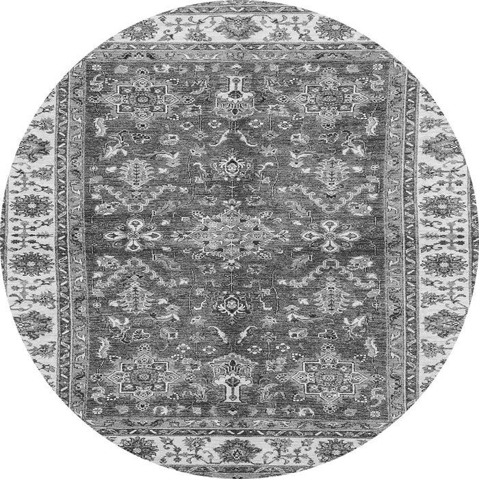 Round Machine Washable Oriental Gray Traditional Rug, wshabs3156gry