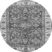 Round Machine Washable Oriental Gray Traditional Rug, wshabs3156gry