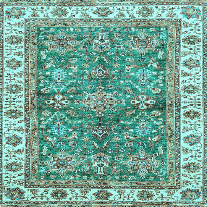 Square Oriental Light Blue Traditional Rug, abs3156lblu