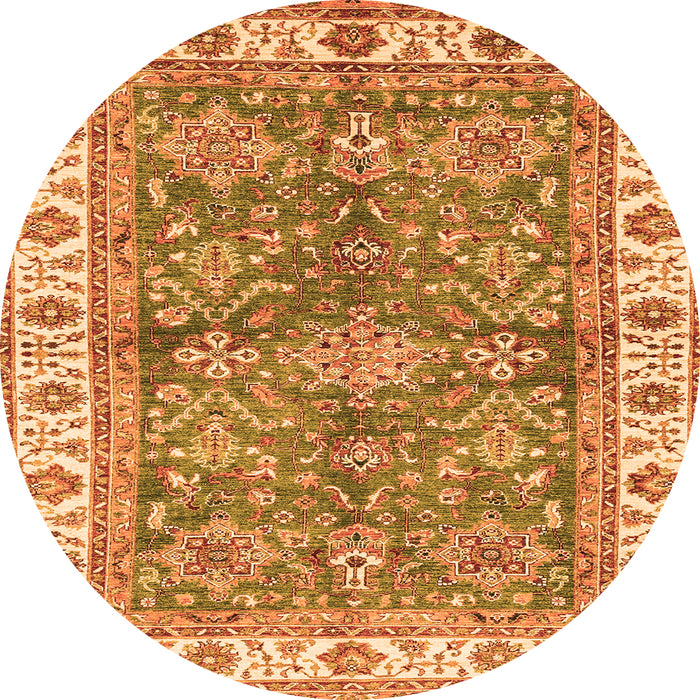 Round Oriental Orange Traditional Rug, abs3156org