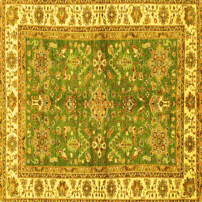 Square Machine Washable Oriental Yellow Traditional Rug, wshabs3156yw