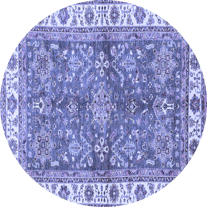 Round Machine Washable Oriental Blue Traditional Rug, wshabs3156blu