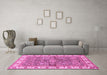 Machine Washable Oriental Pink Traditional Rug in a Living Room, wshabs3156pnk