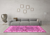 Machine Washable Oriental Pink Traditional Rug, wshabs3156pnk