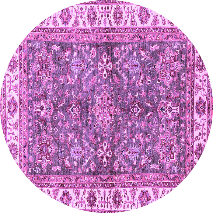 Round Machine Washable Oriental Purple Traditional Area Rugs, wshabs3156pur