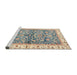 Sideview of Machine Washable Abstract Khaki Gold Rug, wshabs3157