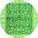 Round Oriental Green Traditional Rug, abs3157grn