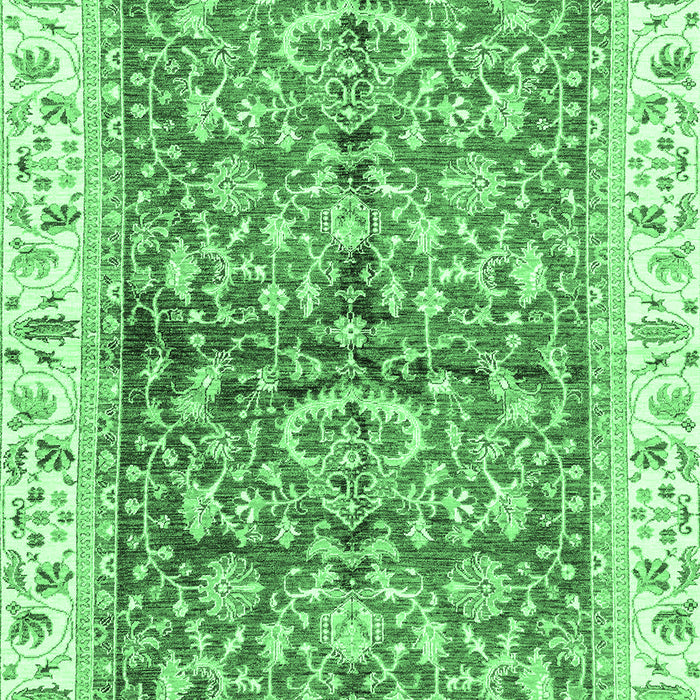 Machine Washable Oriental Emerald Green Traditional Area Rugs, wshabs3157emgrn