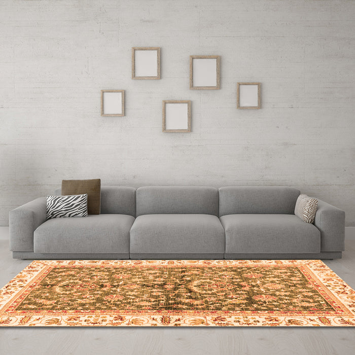 Machine Washable Oriental Orange Traditional Area Rugs in a Living Room, wshabs3157org