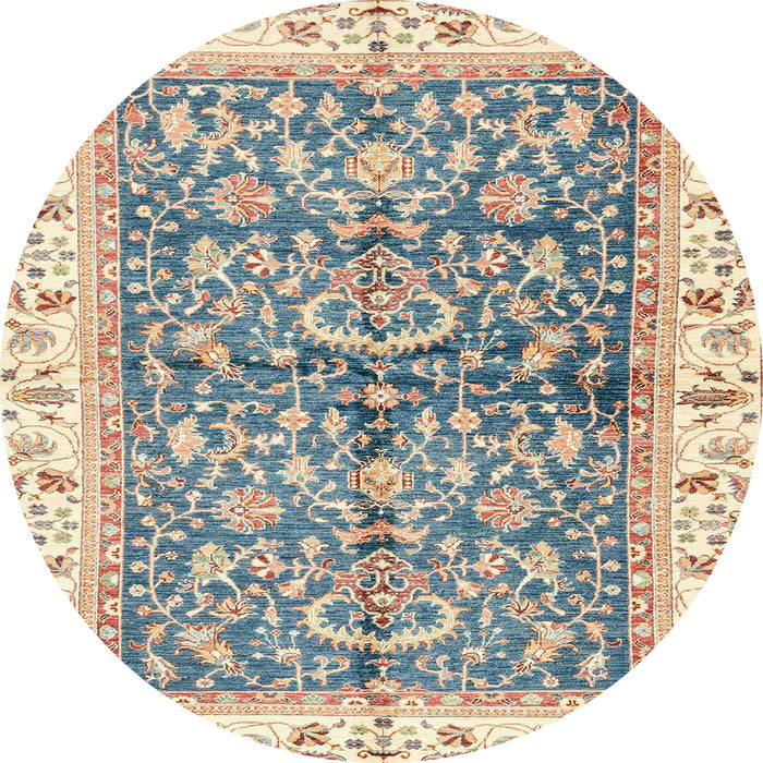 Round Abstract Khaki Gold Oriental Rug, abs3157