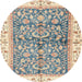 Round Abstract Khaki Gold Oriental Rug, abs3157