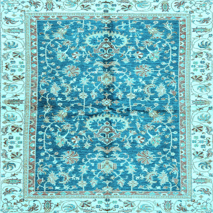 Square Machine Washable Oriental Light Blue Traditional Rug, wshabs3157lblu
