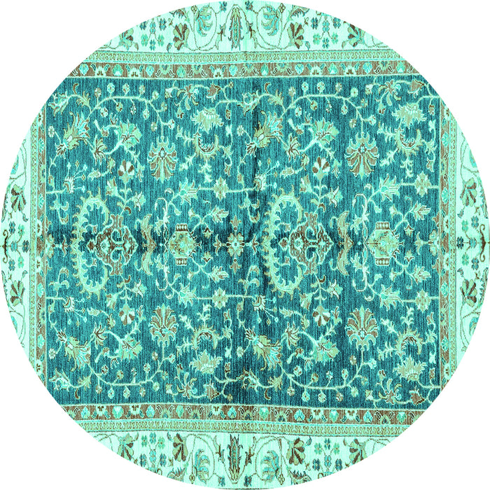 Round Oriental Turquoise Traditional Rug, abs3157turq