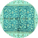 Round Oriental Turquoise Traditional Rug, abs3157turq