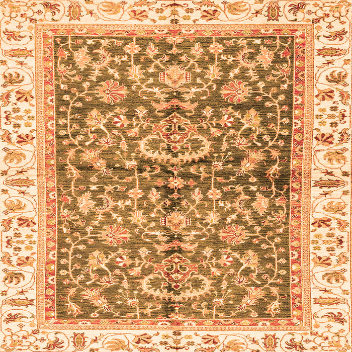 Square Oriental Orange Traditional Rug, abs3157org