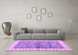 Machine Washable Oriental Purple Traditional Area Rugs in a Living Room, wshabs3157pur