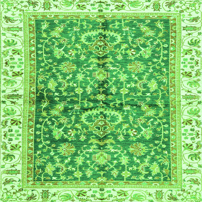 Square Machine Washable Oriental Green Traditional Area Rugs, wshabs3157grn