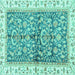 Square Oriental Turquoise Traditional Rug, abs3157turq