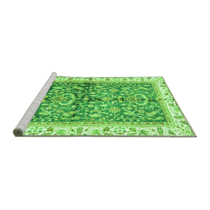 Sideview of Machine Washable Oriental Green Traditional Area Rugs, wshabs3157grn