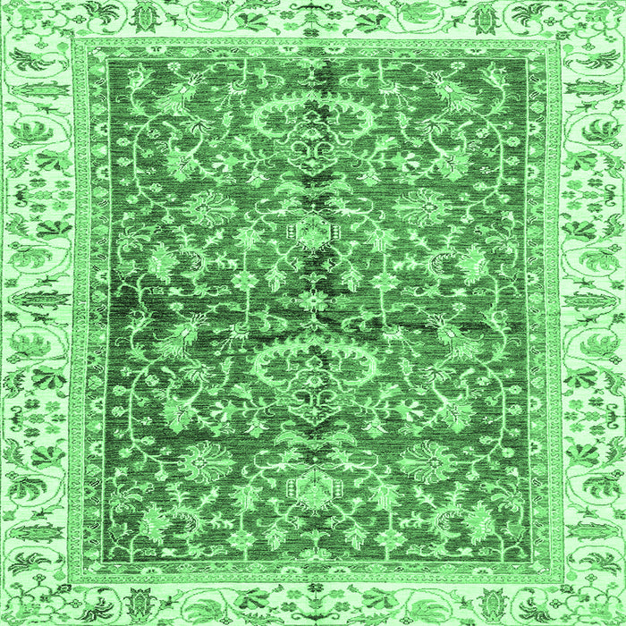 Square Machine Washable Oriental Emerald Green Traditional Area Rugs, wshabs3157emgrn