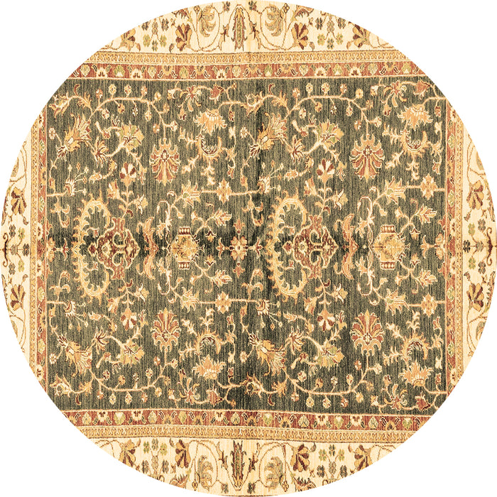 Round Machine Washable Oriental Brown Traditional Rug, wshabs3157brn