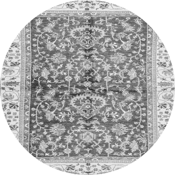 Round Machine Washable Oriental Gray Traditional Rug, wshabs3157gry