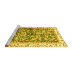Sideview of Machine Washable Oriental Yellow Traditional Rug, wshabs3157yw