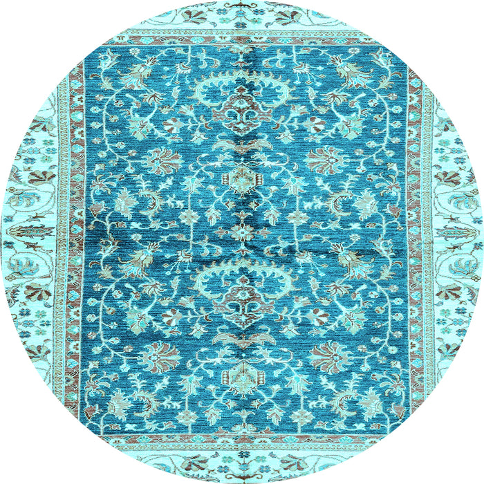 Round Oriental Light Blue Traditional Rug, abs3157lblu