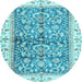 Round Oriental Light Blue Traditional Rug, abs3157lblu