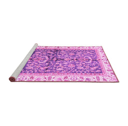 Sideview of Machine Washable Oriental Pink Traditional Rug, wshabs3157pnk
