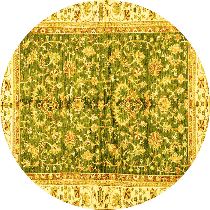 Round Oriental Yellow Traditional Rug, abs3157yw